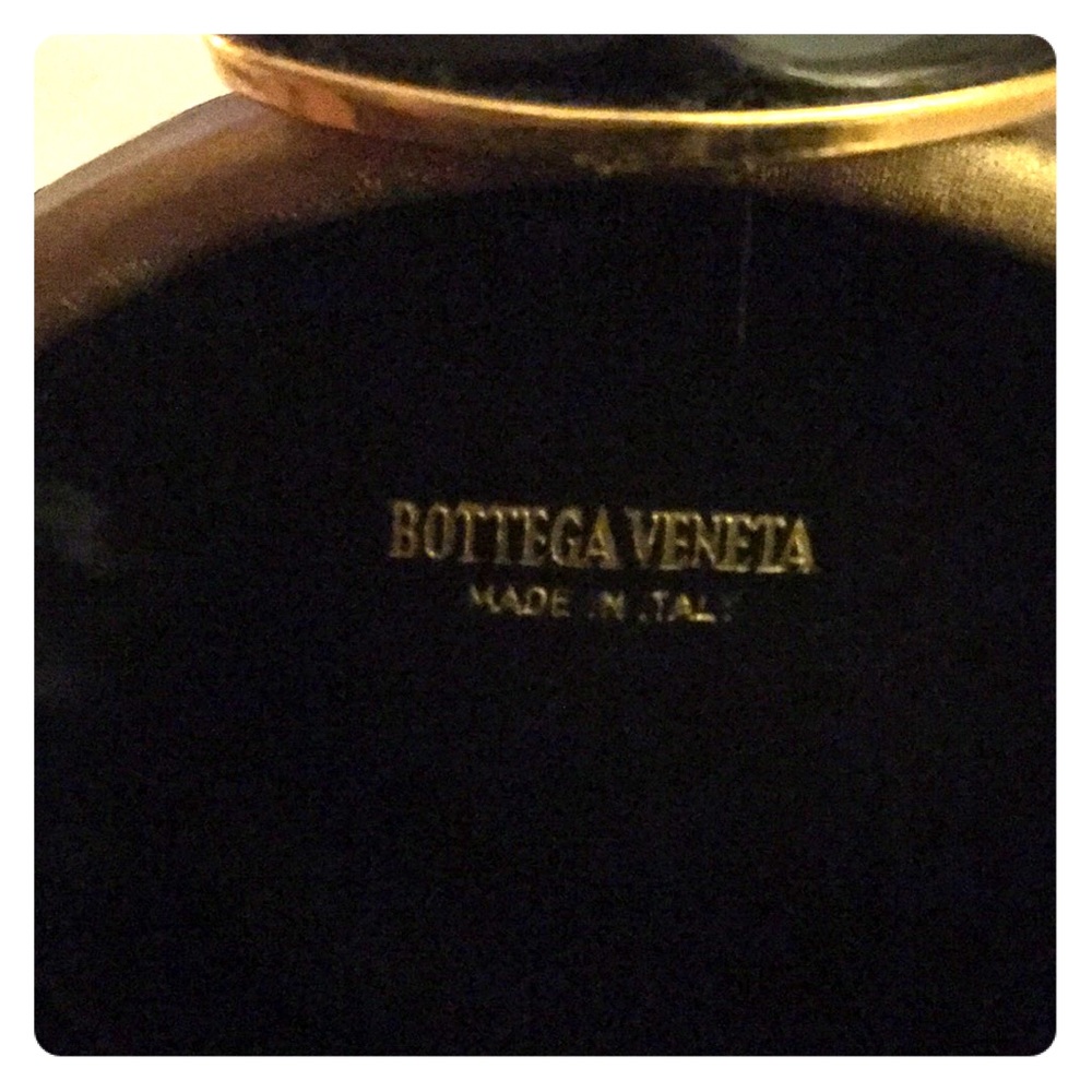 Bottega Veneta small round gold clutch. Very rare.